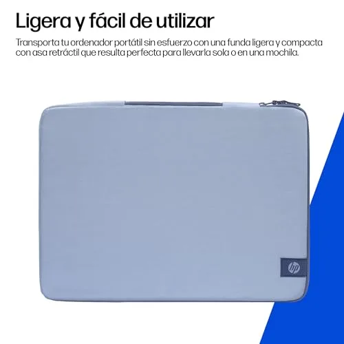HP ▫️ Bolsa de Proteção para Portátil de 15-16 polegadas, Acolchoada e Antichoque, Resistente à Água 600D, com Alça Retrátil e Bolso para Acessórios, Compatível com Portáteis até 16", Cor Azul Claro 5