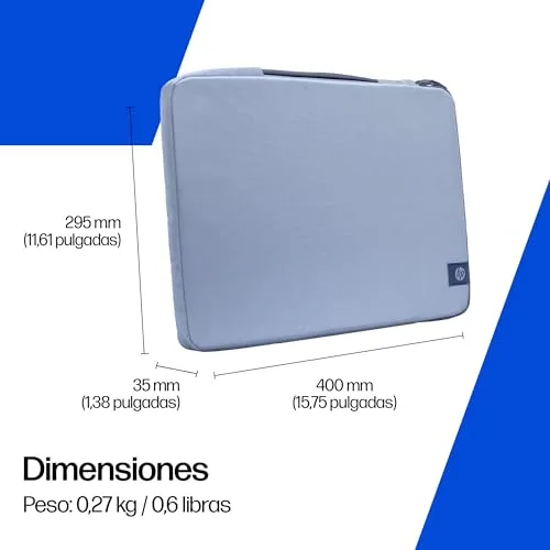 HP ▫️ Bolsa de Proteção para Portátil de 15-16 polegadas, Acolchoada e Antichoque, Resistente à Água 600D, com Alça Retrátil e Bolso para Acessórios, Compatível com Portáteis até 16", Cor Azul Claro 6