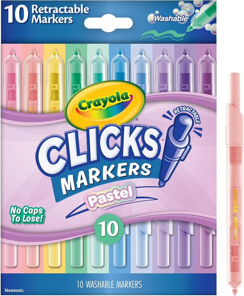 CRAYOLA ▫️ Clicks 10 Marcadores Retráteis em Tons Pastel, a partir dos 6 anos