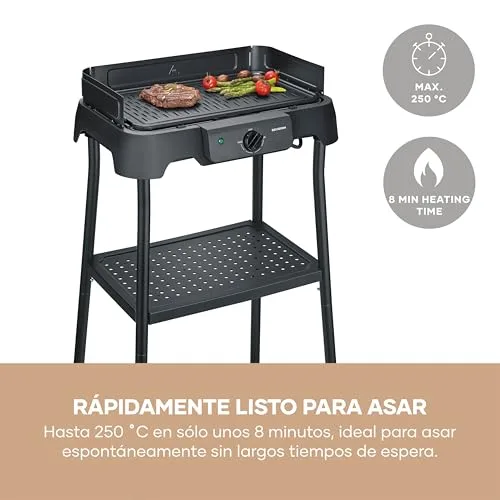Severin ▫️ Churrasqueira elétrica de pé para varanda, placa cerâmica, 2000 W 6