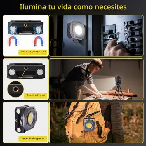 Masmejor ▫️ Lanterna LED recarregável (2 unidades), 1500 LM, 4000 mAh, magnética, 7 modos 2
