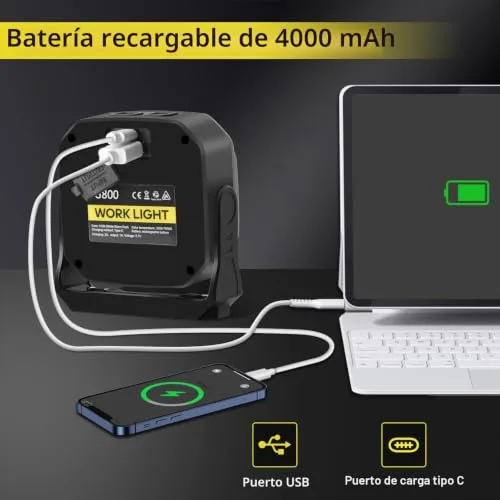 Masmejor ▫️ Lanterna LED recarregável (2 unidades), 1500 LM, 4000 mAh, magnética, 7 modos 4