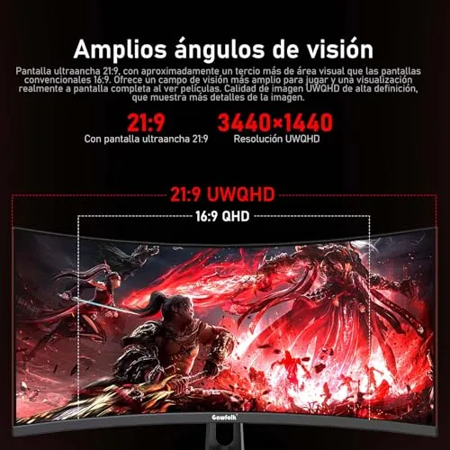 Gawfolk ▫️ Monitor de jogos curvo de 34 polegadas, UWQHD, 3440×1440p, 200 Hz 2