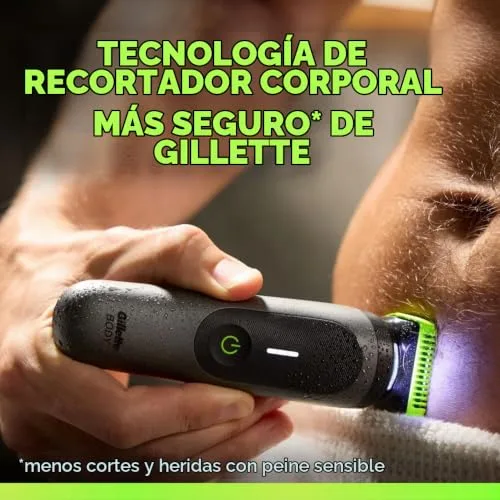 Gillette ▫️ Labs i7 - Máquina de cortar o cabelo e a barba para o corpo e a zona íntima masculina, com tecnologia SkinFirst, máquina de cortar o cabelo à prova de água, luz LED para melhor visibilidade, 3 acessórios de corte de precisão e base de carregamento 2