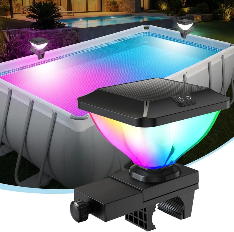 DeeprBling ▫️ Luzes Solares Elevadas para Piscina com Estrutura, Luz para Piscina com RGB e Mudança de Cor, Luzes LED para Piscina com Iluminação Dinâmica, Luz para Piscina e Jardim à Prova de Água IP68 - 1 Unidade