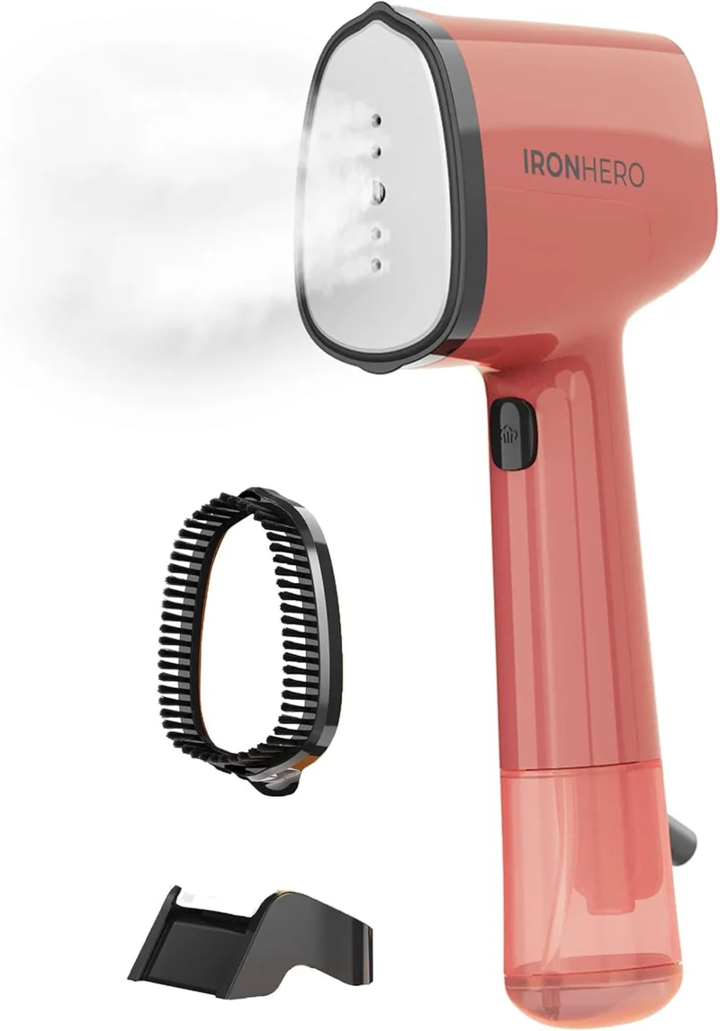 Cecotec ▫️ Ferro a vapor vertical IronHero V-1500 Essential Berry. 1500W, base cerâmica ultra-deslizante, vapor contínuo 25g/min, 2 modos, aquecimento rápido, escova de silicone