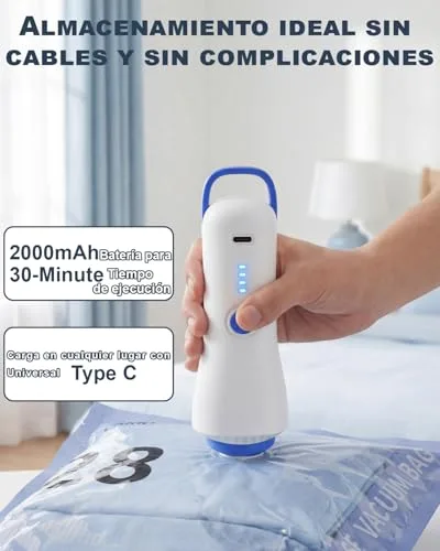 Raplink ▫️ Conjunto de 12 sacos de armazenamento a vácuo (4 de 100 x 80 cm, 4 de 74 x 54 cm e 4 de 64 x 47 cm) com bomba elétrica e fecho duplo, impermeáveis e herméticos. 3