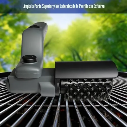 QBBQAAQTT ▫️ Escova elétrica a bateria para churrasco – Cabeça ajustável a 180°, motor com 3 velocidades, autonomia de 90 minutos, resistente à água, cabeças de escova em aço inoxidável e nylon para grelha 3