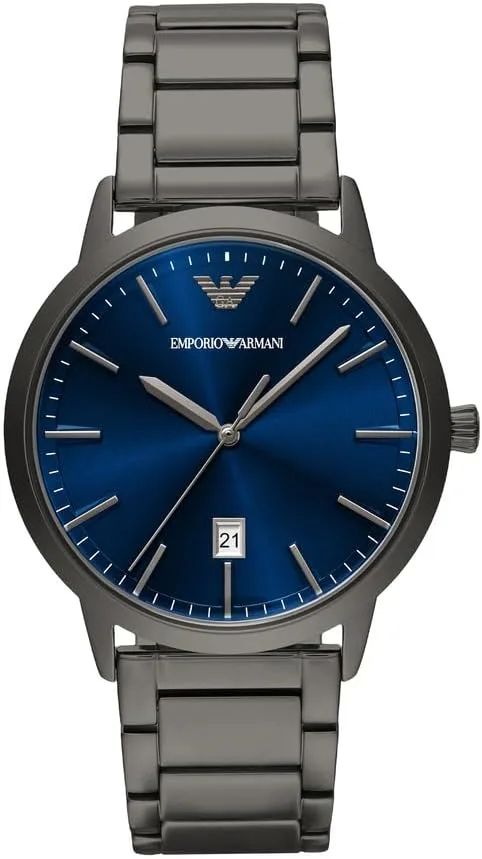 Emporio Armani ▫️ Relógios para homem, movimento de quartzo com três ponteiros e data, caixa de 43 mm com bracelete em aço inoxidável