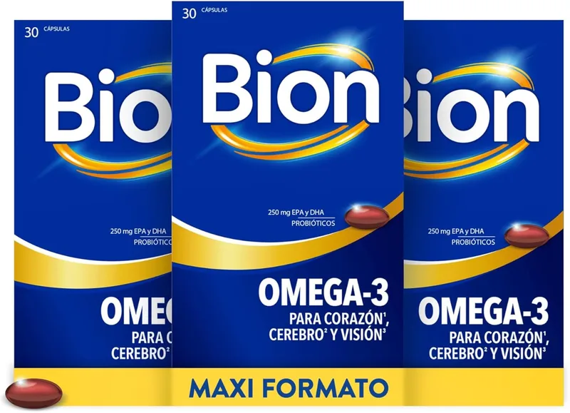 Bion 3 ▫️ Bion3 Omega-3, um suplemento alimentar com Omega-3 e probióticos. Com EPA e DHA para apoiar o coração¹, o cérebro² e a visão³. 90 cápsulas (3x30), conteúdo para 3 meses