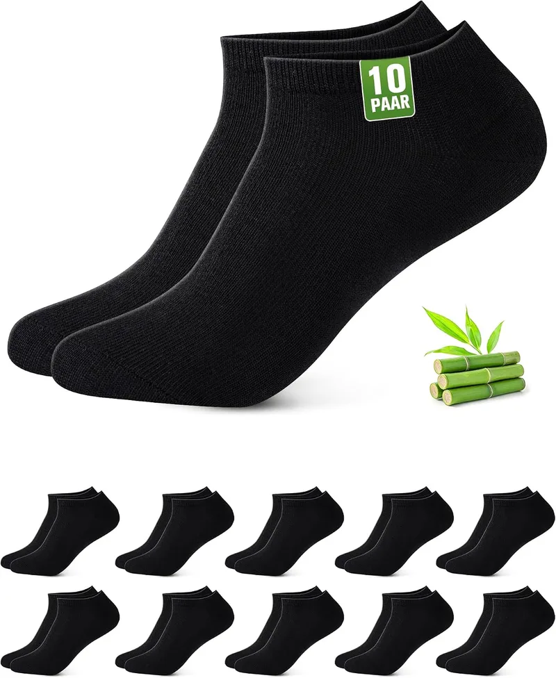 Effeet ▫️ Meias curtas de bambu para homem e mulher, 10/20 pares, respiráveis