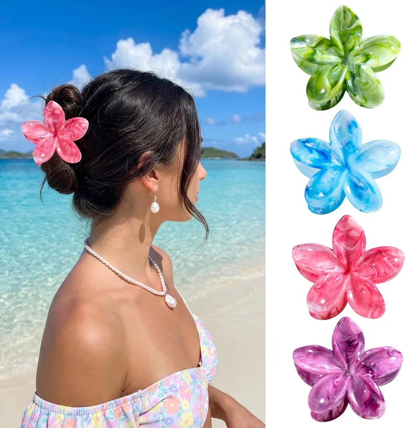 SHINLEA ▫️ Grampos de cabelo para mulheres, grampos de cabelo havaianos, grampos de cabelo com flores, para cabelos finos e grossos, acessórios para penteados para mulheres e raparigas (P)