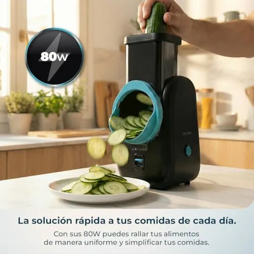 Cecotec ▫️ Cortador Elétrico de Legumes - Salad Maker - Total Blade Full Black. Processador de alimentos, 4 cilindros intercambiáveis, corta, rala e fatias, desmontável, compacto, saladas em segundos 2