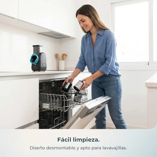 Cecotec ▫️ Cortador Elétrico de Legumes - Salad Maker - Total Blade Full Black. Processador de alimentos, 4 cilindros intercambiáveis, corta, rala e fatias, desmontável, compacto, saladas em segundos 4