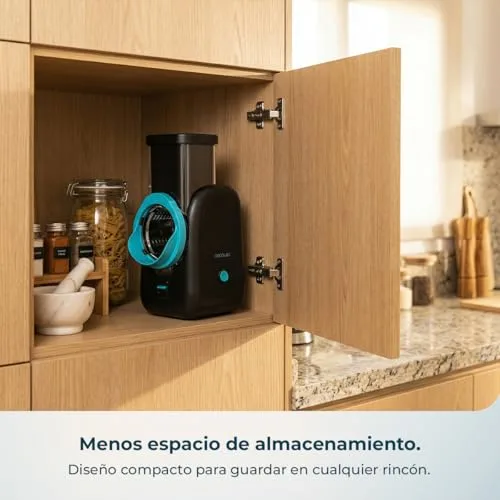 Cecotec ▫️ Cortador Elétrico de Legumes - Salad Maker - Total Blade Full Black. Processador de alimentos, 4 cilindros intercambiáveis, corta, rala e fatias, desmontável, compacto, saladas em segundos 5