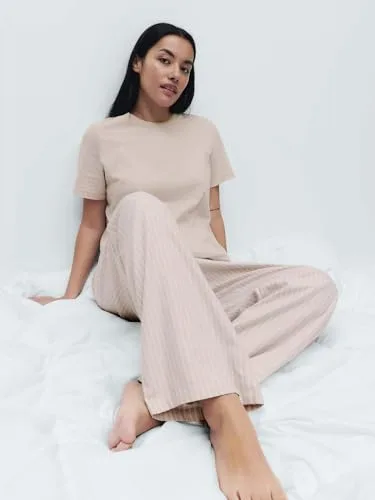 Marks & Spencer ▫️ Calças de pijama em puro algodão para mulher, cintura elástica, acabamento felpudo 2
