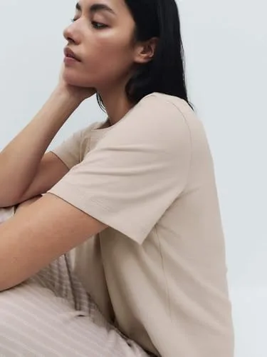 Marks & Spencer ▫️ Calças de pijama em puro algodão para mulher, cintura elástica, acabamento felpudo 3