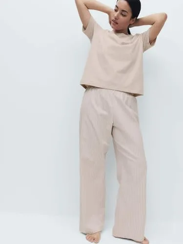 Marks & Spencer ▫️ Calças de pijama em puro algodão para mulher, cintura elástica, acabamento felpudo 4