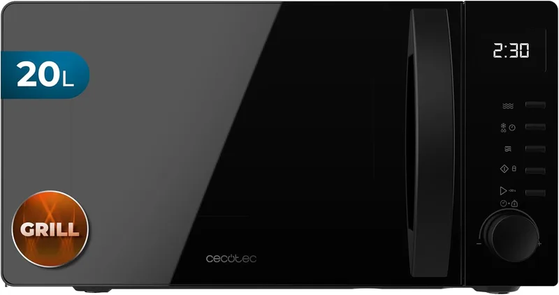 Cecotec ▫️ Micro-ondas com Grill Proclean 5105 Preto. 700 W, 20 L, tecnologia 3DWave, grill, 5 níveis de potência, temporizador de 30 minutos, descongelação, ecrã com relógio, gratinados perfeitos