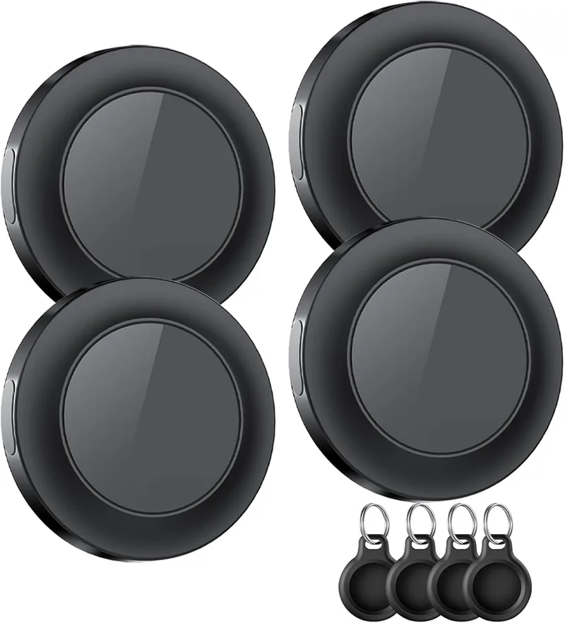 taobosec ▫️ Air Tracker Tag 4 Pack, GPS Tracker, Mini Rastreador de Objectos Bluetooth Inteligente com Apple Search (apenas iOS), IP67 à prova de água, Bateria Substituível, Chaves/Carro/Saco/Amala/Pochete/Mochila/Mala de Viagem