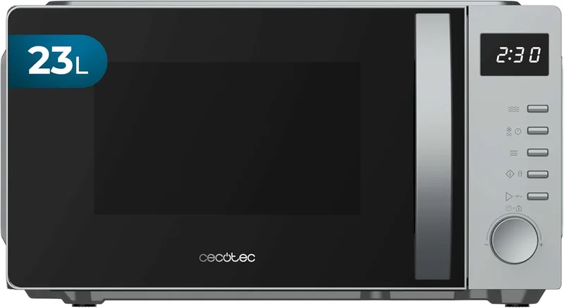 Cecotec ▫️ Micro-ondas Digital Proclean 5005 Prata. 700W, 20L, tecnologia 3DWave, 5 níveis de potência, temporizador de 30 minutos, descongelação, ecrã de relógio, refeições prontas na hora