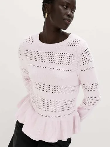 Marks & Spencer ▫️ Jersey Pointelle com folho em mistura de algodão, para mulher, corte justo 2