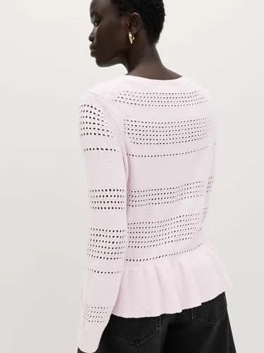 Marks & Spencer ▫️ Jersey Pointelle com folho em mistura de algodão, para mulher, corte justo 5
