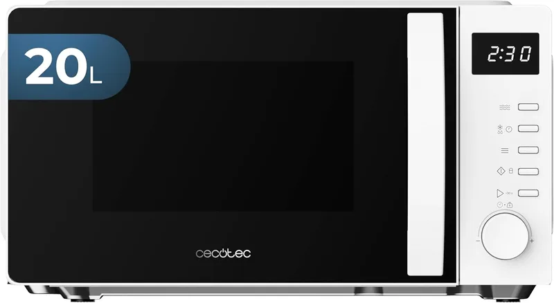 Cecotec ▫️ Micro-ondas Digital Proclean 5005 Branco. 700W, 20L, tecnologia 3DWave, 5 níveis de potência, temporizador de 30 minutos, descongelação, ecrã de relógio, refeições prontas na hora