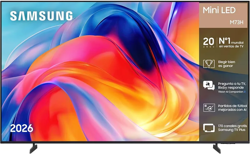 Samsung ▫️ Televisão de 65 polegadas Mini LED M73H 4K Smart TV com Vision AI Companion, Modo AI Futebol, TV Plus, Desporto, Cinema e Jogos | Vision AI Companion, Mini LED, Modo AI Futebol, TV Plus, Ideal para cinema, jogos e desporto