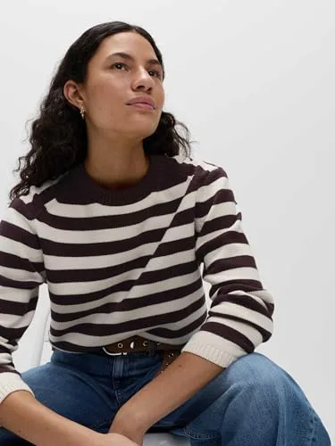 Marks & Spencer ▫️ Camisola curta às riscas com elevado teor de algodão, para mulher, corte normal 2