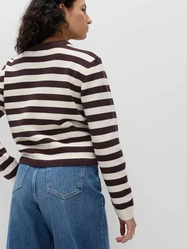 Marks & Spencer ▫️ Camisola curta às riscas com elevado teor de algodão, para mulher, corte normal 4