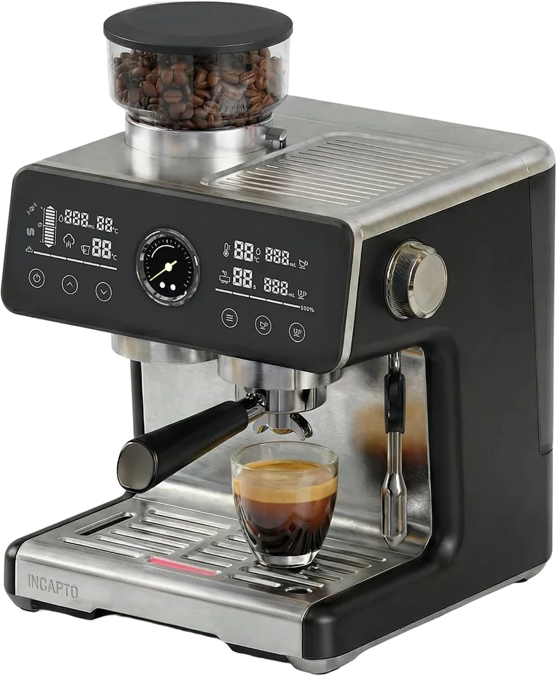 Incapto ▫️ Máquina de café expresso semiautomática Sabi, prensagem automática, preta
