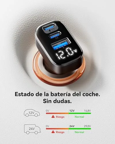 INIU ▫️ Carregador para carro com carregamento rápido de 90 W, [duplo de 45 W] Carregador para isqueiro com 3 portas 5