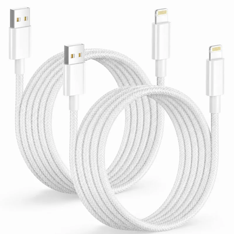 Anssan ▫️ Cabo de carregamento rápido para iPhone, 3 m, embalagem de 2 unidades, cabo Lightning USB [Certificado MFi] Cabo de nylon para carregador do iPhone, cabo USB Lightning, cabo USB para iPhone compatível com Apple Phone 14/13/12/11/X/XS/XR/8/7/6/5/SE, iPad, AirPods