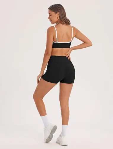 IDOPIP ▫️ Conjunto desportivo de 3 peças para mulher, com sutiã desportivo, calções com bolsos e fato de treino, ideal para fitness, ioga, pilates e treino 4