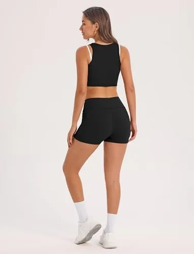 IDOPIP ▫️ Conjunto desportivo de 3 peças para mulher, com sutiã desportivo, calções com bolsos e fato de treino, ideal para fitness, ioga, pilates e treino 5