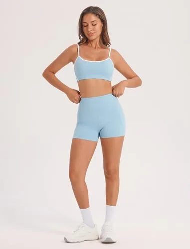 IDOPIP ▫️ Conjunto desportivo de 3 peças para mulher, com sutiã desportivo, calções com bolsos e fato de treino, ideal para fitness, ioga, pilates e treino 3