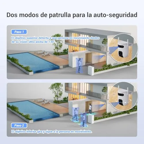 EZVIZ ▫️ Câmara de vigilância exterior C9C 2K com lente dupla (3 MP + 3 MP), cobertura de 360°, visão noturna a cores, deteção de pessoas e veículos por IA, áudio bidirecional, compatível com a Alexa 4