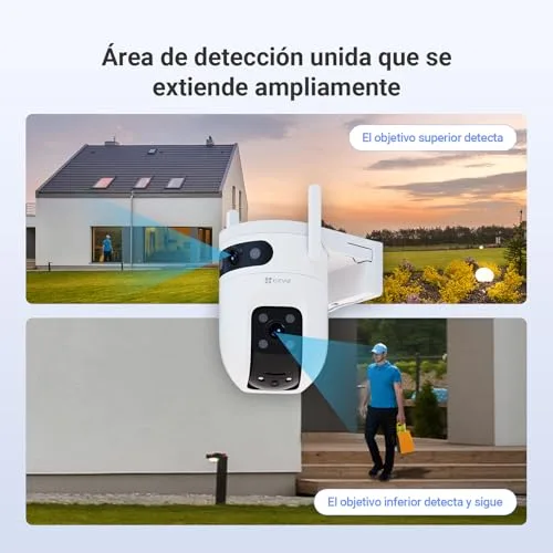EZVIZ ▫️ Câmara de vigilância exterior C9C 2K com lente dupla (3 MP + 3 MP), cobertura de 360°, visão noturna a cores, deteção de pessoas e veículos por IA, áudio bidirecional, compatível com a Alexa 5