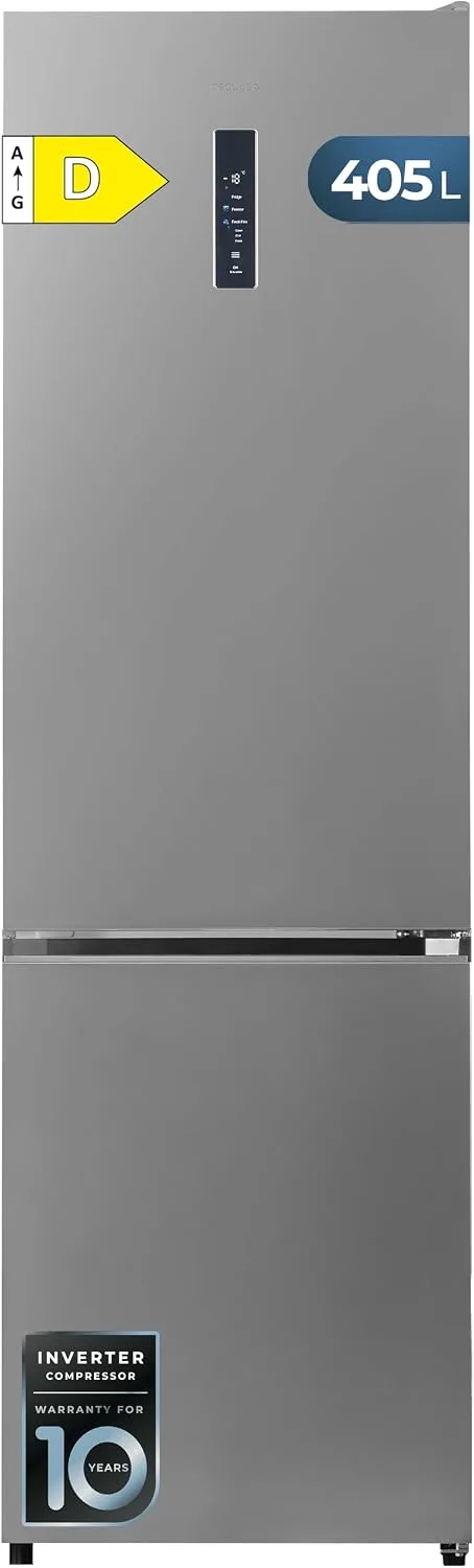Cecotec ▫️ Frigorífico Combi Total NoFrost 405 L, modelo Bolero CoolMarket Combi 405 WL Elite Inox, com 200 cm de altura, 60 cm de largura, Classe D, MetalFlex Cooling, Fresh Flex, interior em Elite Grey, aço inoxidável