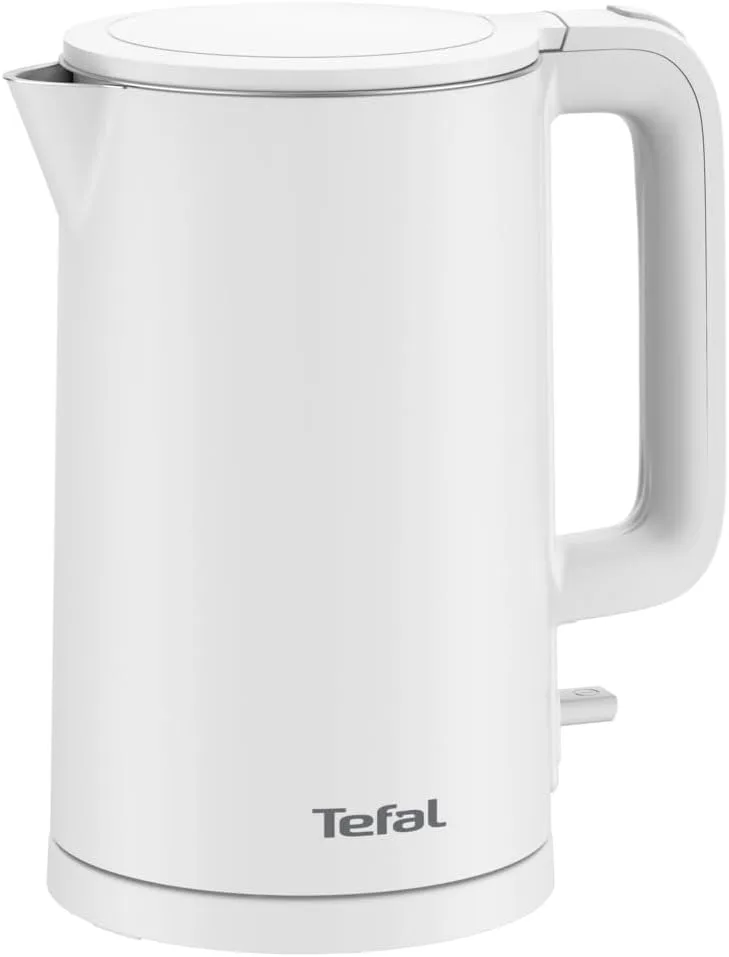 Tefal ▫️ Chaleira Thermo Protect, Chaleira elétrica de 1500 W, Capacidade de 1,5 L, Superfície fria ao toque, Desligamento automático, Filtro removível e lavável, Cor Branca, KO1411E0