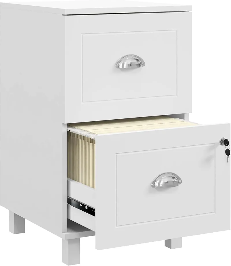 HOMCOM ▫️ Armário de gaveta de escritório Armário de arquivo com 2 gavetas Armário de gaveta de secretária com fechaduras Armário de arquivo suspenso para A4 e carta 40x41,5x67,5 cm Branco
