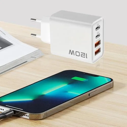 Genérico ▫️ Tomadas de parede, carregador rápido USB-C, adaptador de carregamento de 120 W, adaptador tecnológico para dispositivos móveis 3