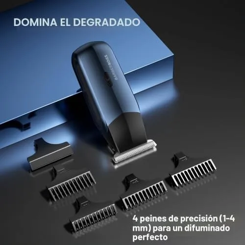 BARBERBOSS ▫️ Máquina de barbear elétrica 3 em 1 para homem, kit de aparador de viagem para homem, aparador de barba e cabelo, aparador de nariz e orelhas (Azul Marinho Metálico) 6