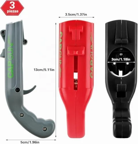 HGRGHH ▫️ Conjunto de 3 Abridores de Garrafas, Abridores de Cerveja Divertidos, Abridor de Cerveja em Forma de Pistola de Brincar para Festas em Casa, Churrascos ao Ar Livre, Conjunto Criativo, Presente Divertido (Vermelho + Cinzento + Preto) 3