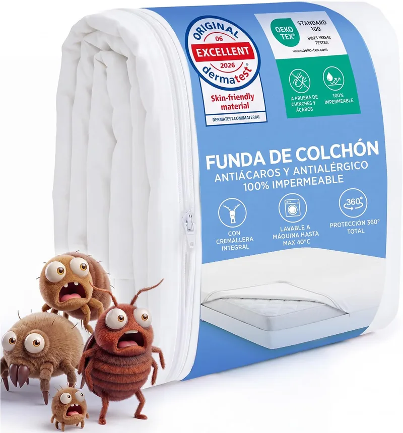 Bedsure ▫️ Proteção para colchão 140 x 190 cm - Antipercevejos e antiácaros Branco