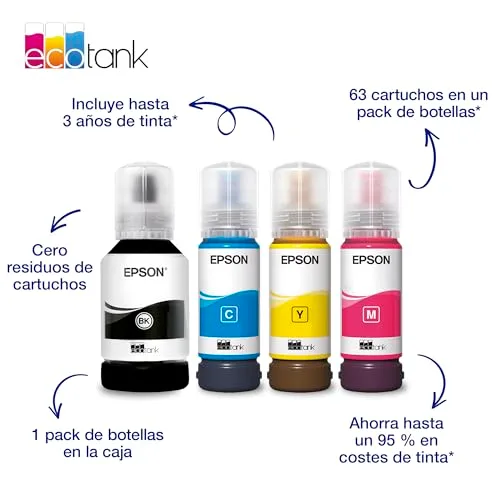 Epson ▫️ EcoTank ET-2955 Impressora com reservatório de tinta | para utilização intensiva em casa | Wi-Fi | A4 | Imprimir, copiar, digitalizar | Ecrã LCD de 3,7 cm | Impressão frente e verso | Tinta incluída para 3 anos 4