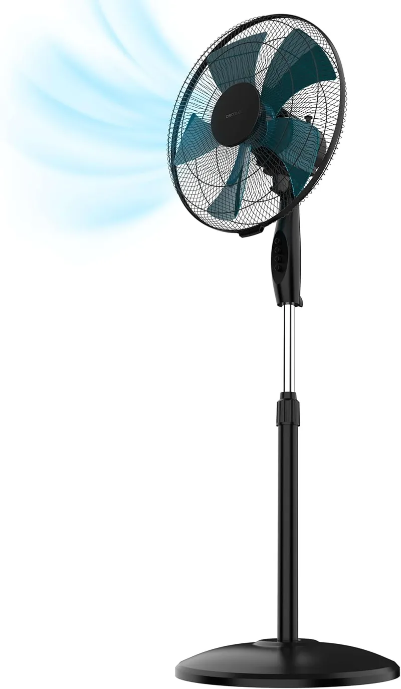 Cecotec ▫️ Ventilador de pé EnergySilence 515 WindLite Pro Preto. 45 W, 40 cm de diâmetro, 3 velocidades, oscilação automática, altura ajustável, 5 pás e segurança máxima, preto