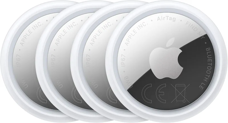 Apple ▫️ AirTag - Embalagem de 4 (2.ª geração): Permite localizar chaves, carteiras e muito mais; função de localização com som; alcance até 1,5 vezes maior na «Busca de Precisão»