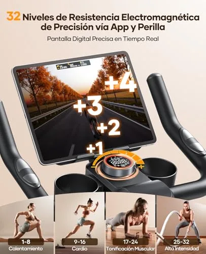Toputure ▫️ Bicicleta estática eletromagnética com aplicação, 32 níveis precisos 3